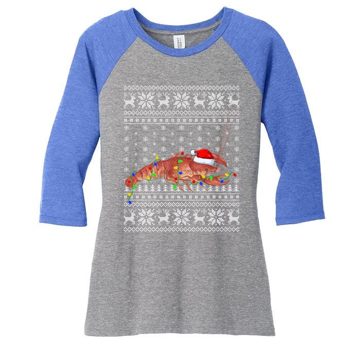 Crawfish Ugly Xmas Style Santa Crawfish Christmas Gift Women's Tri-Blend 3/4-Sleeve Raglan Shirt