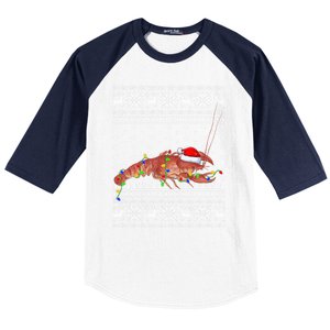 Crawfish Ugly Xmas Style Santa Crawfish Christmas Gift Baseball Sleeve Shirt