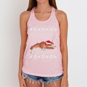 Crawfish Ugly Xmas Style Santa Crawfish Christmas Gift Women's Knotted Racerback Tank