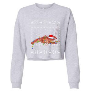 Crawfish Ugly Xmas Style Santa Crawfish Christmas Gift Cropped Pullover Crew