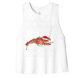 Crawfish Ugly Xmas Style Santa Crawfish Christmas Gift Women's Racerback Cropped Tank