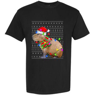 Capybara Ugly Xmas Lighting Santa Capybara Christmas Garment-Dyed Heavyweight T-Shirt