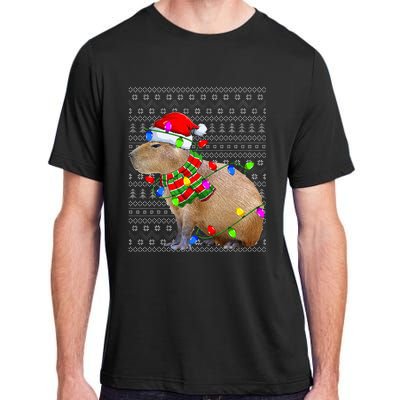 Capybara Ugly Xmas Lighting Santa Capybara Christmas Adult ChromaSoft Performance T-Shirt