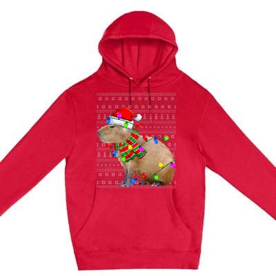 Capybara Ugly Xmas Lighting Santa Capybara Christmas Premium Pullover Hoodie