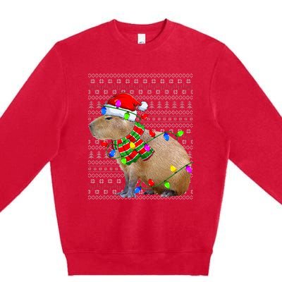 Capybara Ugly Xmas Lighting Santa Capybara Christmas Premium Crewneck Sweatshirt