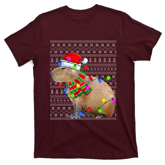 Capybara Ugly Xmas Lighting Santa Capybara Christmas T-Shirt