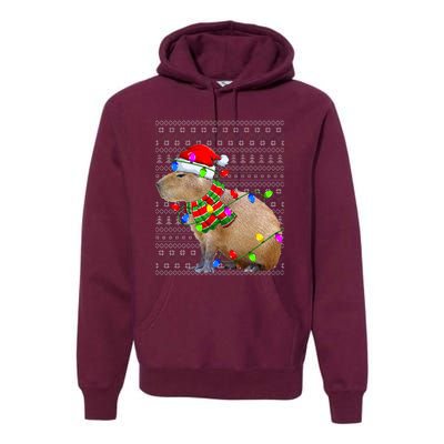 Capybara Ugly Xmas Lighting Santa Capybara Christmas Premium Hoodie