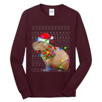 Capybara Ugly Xmas Lighting Santa Capybara Christmas Tall Long Sleeve T-Shirt