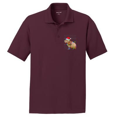 Capybara Ugly Xmas Lighting Santa Capybara Christmas PosiCharge RacerMesh Polo