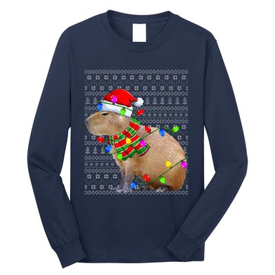 Capybara Ugly Xmas Lighting Santa Capybara Christmas Long Sleeve Shirt