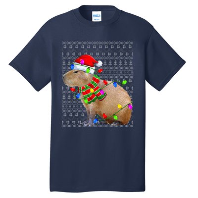 Capybara Ugly Xmas Lighting Santa Capybara Christmas Tall T-Shirt