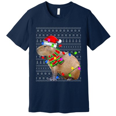 Capybara Ugly Xmas Lighting Santa Capybara Christmas Premium T-Shirt