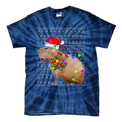 Capybara Ugly Xmas Lighting Santa Capybara Christmas Tie-Dye T-Shirt