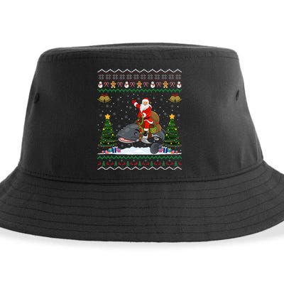 Catfish Ugly Xmas Gift Funny Santa Riding Catfish Christmas Sustainable Bucket Hat