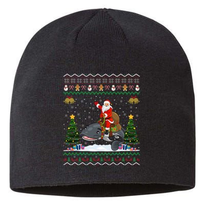 Catfish Ugly Xmas Gift Funny Santa Riding Catfish Christmas Sustainable Beanie