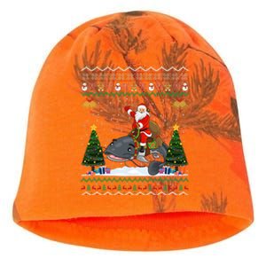 Catfish Ugly Xmas Gift Funny Santa Riding Catfish Christmas Kati - Camo Knit Beanie