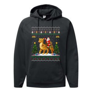 Cheetah Ugly Xmas Gift Santa Riding Cheetah Christmas Performance Fleece Hoodie