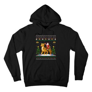 Cheetah Ugly Xmas Gift Santa Riding Cheetah Christmas Hoodie