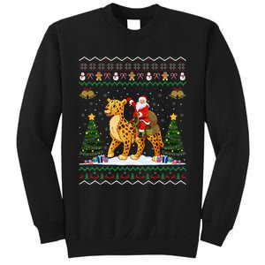 Cheetah Ugly Xmas Gift Santa Riding Cheetah Christmas Sweatshirt