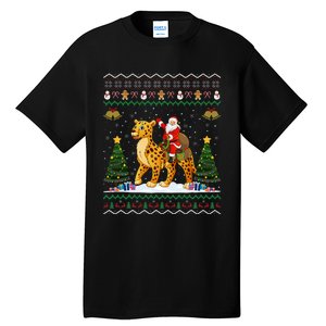 Cheetah Ugly Xmas Gift Santa Riding Cheetah Christmas Tall T-Shirt