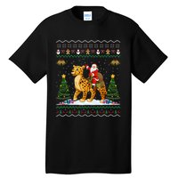 Cheetah Ugly Xmas Gift Santa Riding Cheetah Christmas Tall T-Shirt