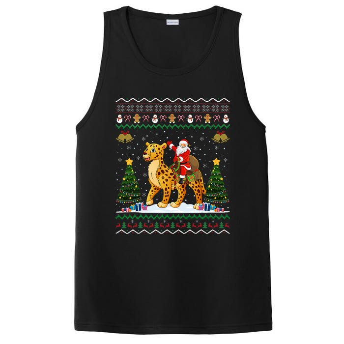 Cheetah Ugly Xmas Gift Santa Riding Cheetah Christmas PosiCharge Competitor Tank