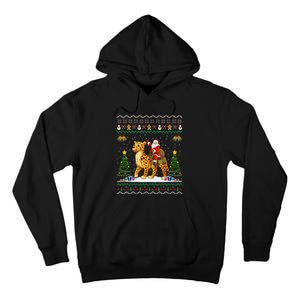 Cheetah Ugly Xmas Gift Santa Riding Cheetah Christmas Tall Hoodie