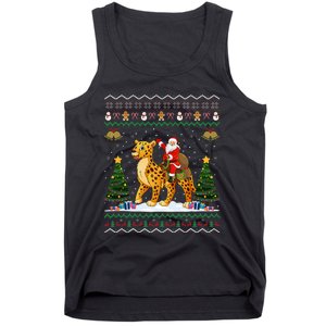 Cheetah Ugly Xmas Gift Santa Riding Cheetah Christmas Tank Top