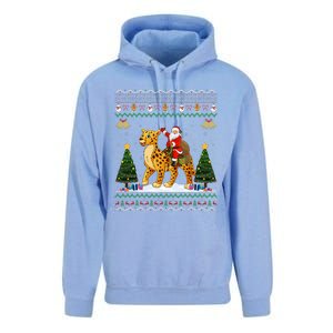 Cheetah Ugly Xmas Gift Santa Riding Cheetah Christmas Unisex Surf Hoodie