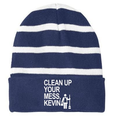 Clean Up Your Mess Kevin Striped Beanie with Solid Band