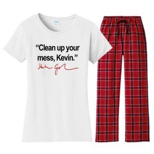 Clean Up Your Mess Kevin Political Women's Flannel Pajama Set