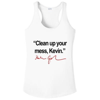Clean Up Your Mess Kevin Political Ladies PosiCharge Competitor Racerback Tank
