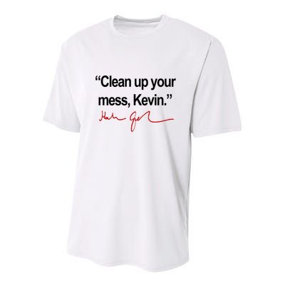 Clean Up Your Mess Kevin Political Youth Performance Sprint T-Shirt