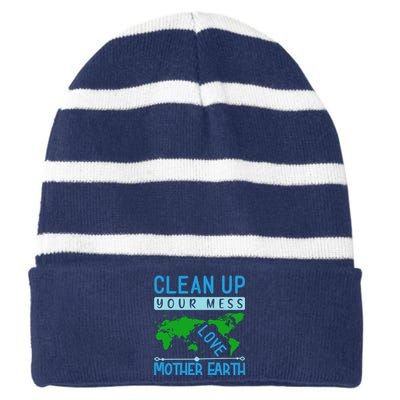 Clean Up Your Mess Love Mother Earth Striped Beanie with Solid Band