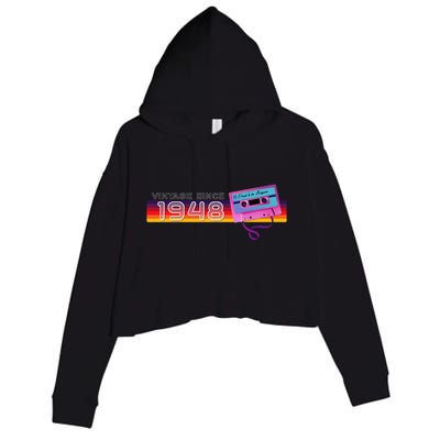 Classic & Vintage 1948 Funny Nostalgic Cassette Music Lover Crop Fleece Hoodie