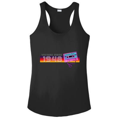 Classic & Vintage 1948 Funny Nostalgic Cassette Music Lover Ladies PosiCharge Competitor Racerback Tank