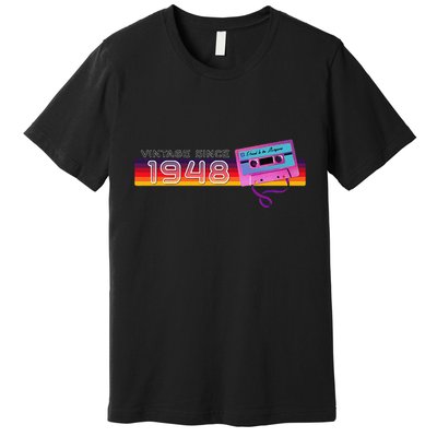 Classic & Vintage 1948 Funny Nostalgic Cassette Music Lover Premium T-Shirt