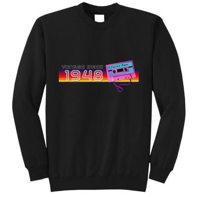 Classic & Vintage 1948 Funny Nostalgic Cassette Music Lover Tall Sweatshirt