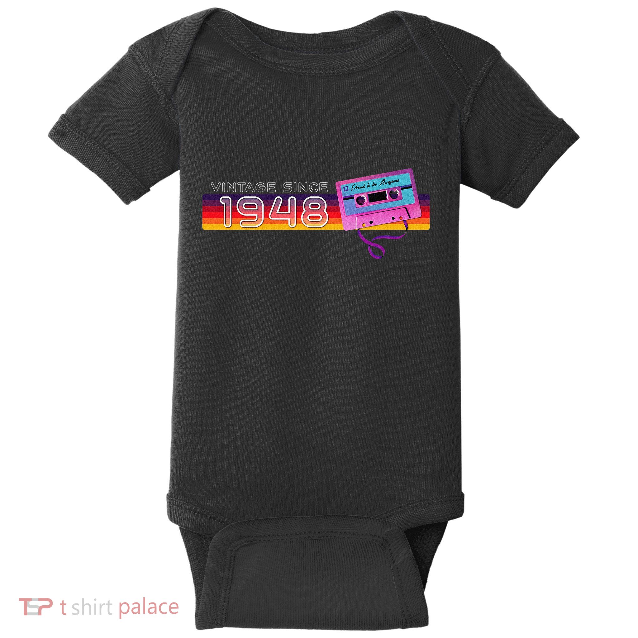 Classic & Vintage 1948 Funny Nostalgic Cassette Music Lover Baby Bodysuit