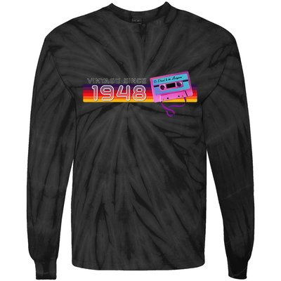 Classic & Vintage 1948 Funny Nostalgic Cassette Music Lover Tie-Dye Long Sleeve Shirt