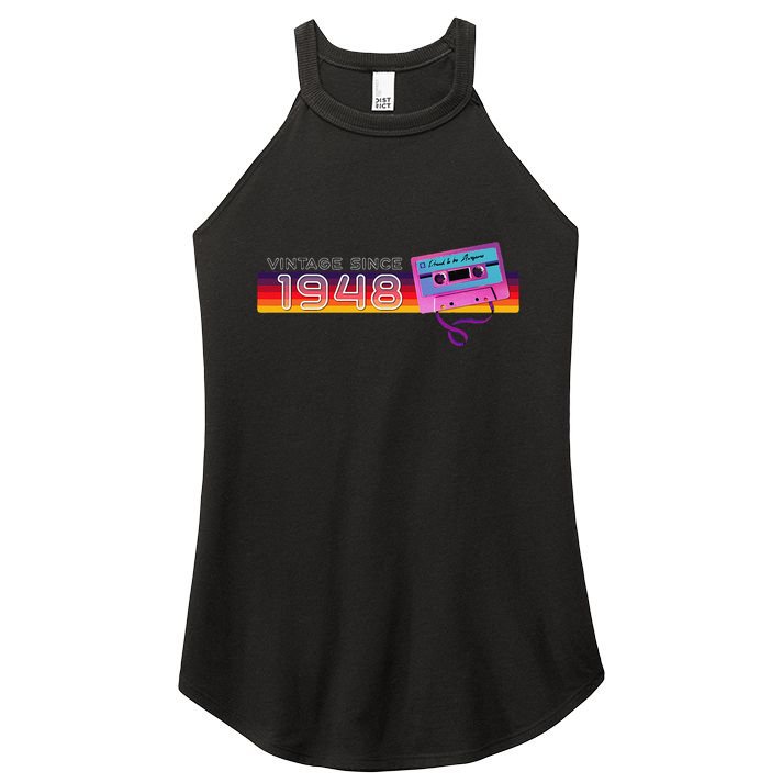 Classic & Vintage 1948 Funny Nostalgic Cassette Music Lover Women's Perfect Tri Rocker Tank