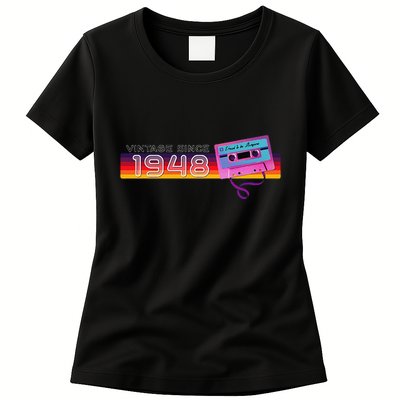 Classic & Vintage 1948 Funny Nostalgic Cassette Music Lover Womens T-Shirt
