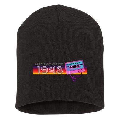 Classic & Vintage 1948 Funny Nostalgic Cassette Music Lover Short Acrylic Beanie