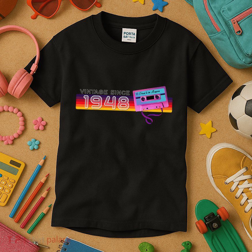 Classic & Vintage 1948 Funny Nostalgic Cassette Music Lover Kids T-Shirt