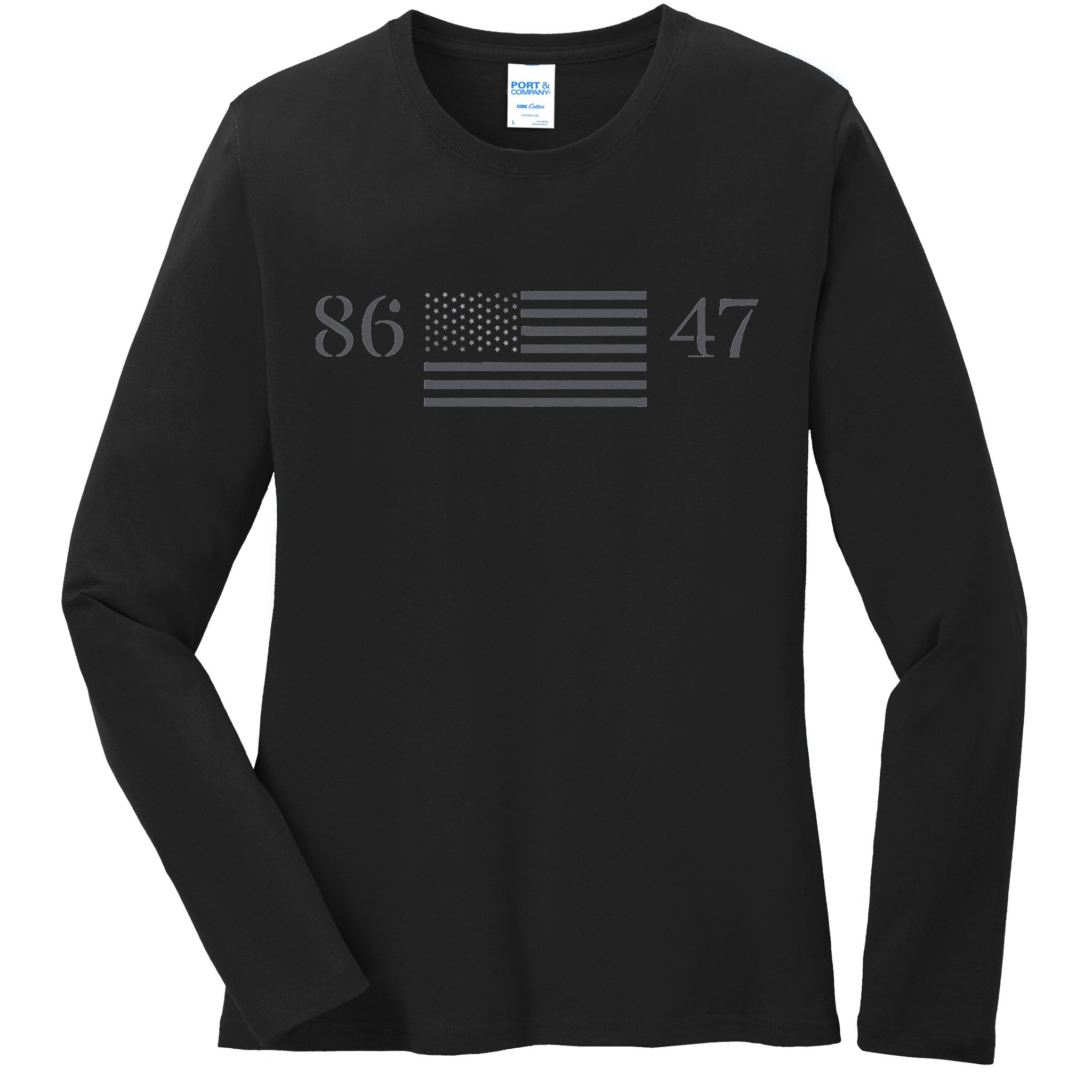 Classic Vintage 80s Style 86 47 Anti Trump 8647 Ladies Long Sleeve Shirt