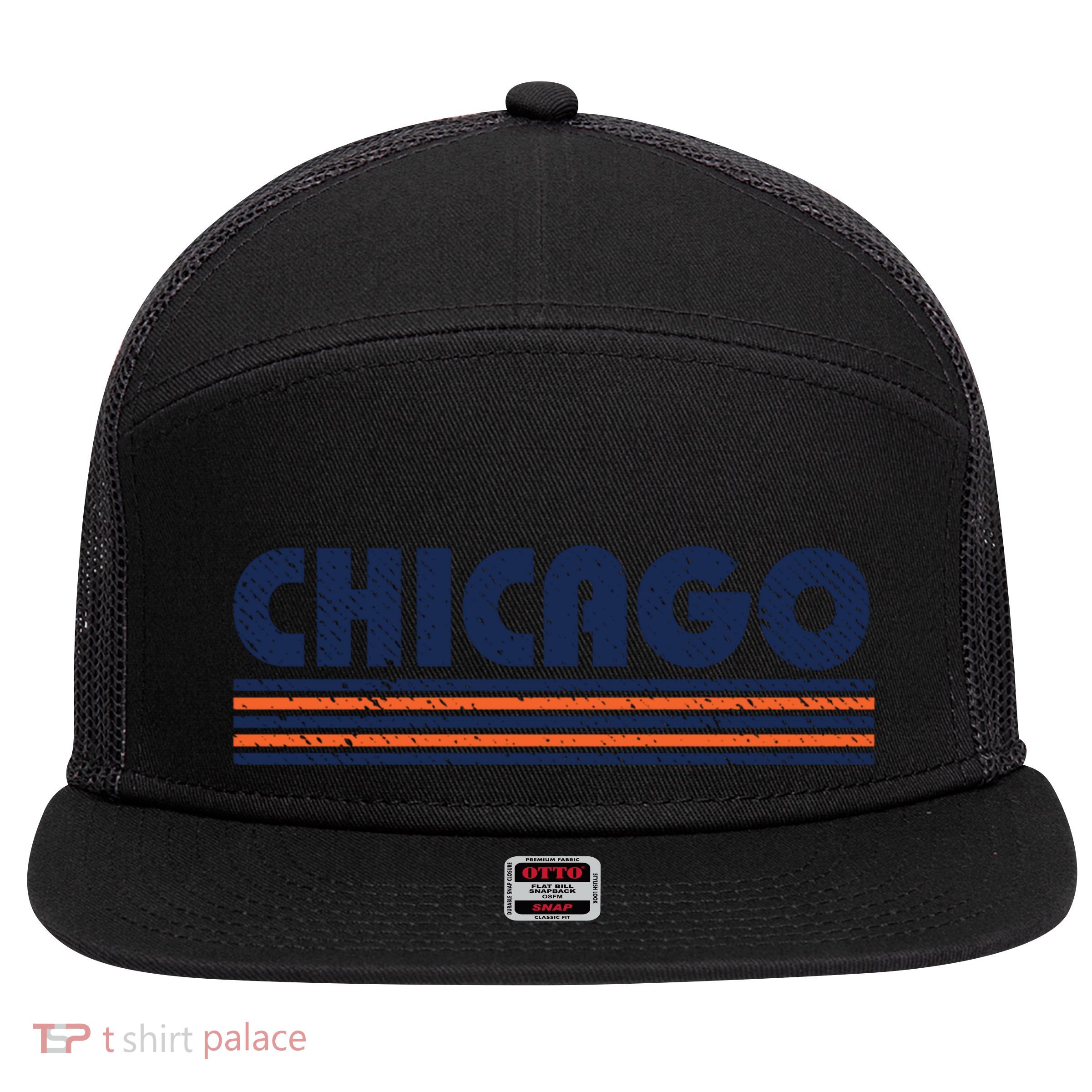 Chicago Vintage 80s Retro Style Funny Gift 7 Panel Mesh Trucker Snapback Hat