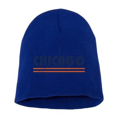 Chicago Vintage 80s Retro Style Funny Gift Short Acrylic Beanie