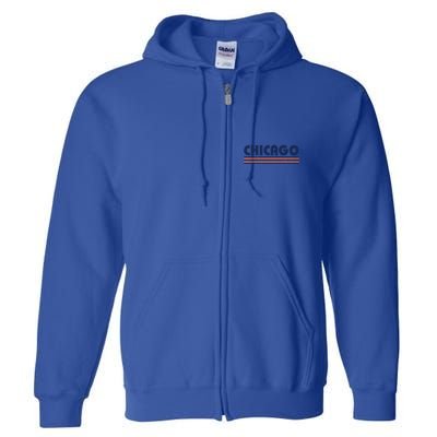 Chicago Vintage 80s Retro Style Funny Gift Full Zip Hoodie