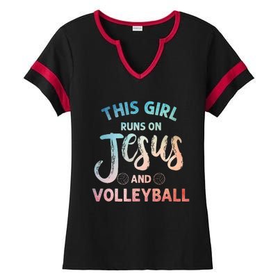 Christian Volleyball Art Volleyball Player Ladies Halftime Notch Neck Tee