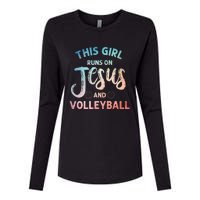 Christian Volleyball Art Volleyball Player Womens Cotton Relaxed Long Sleeve T-Shirt